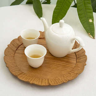 木头恰恰手作花朵木盘子黑胡桃茶盘餐盘日式点心盘家用水果盘托盘