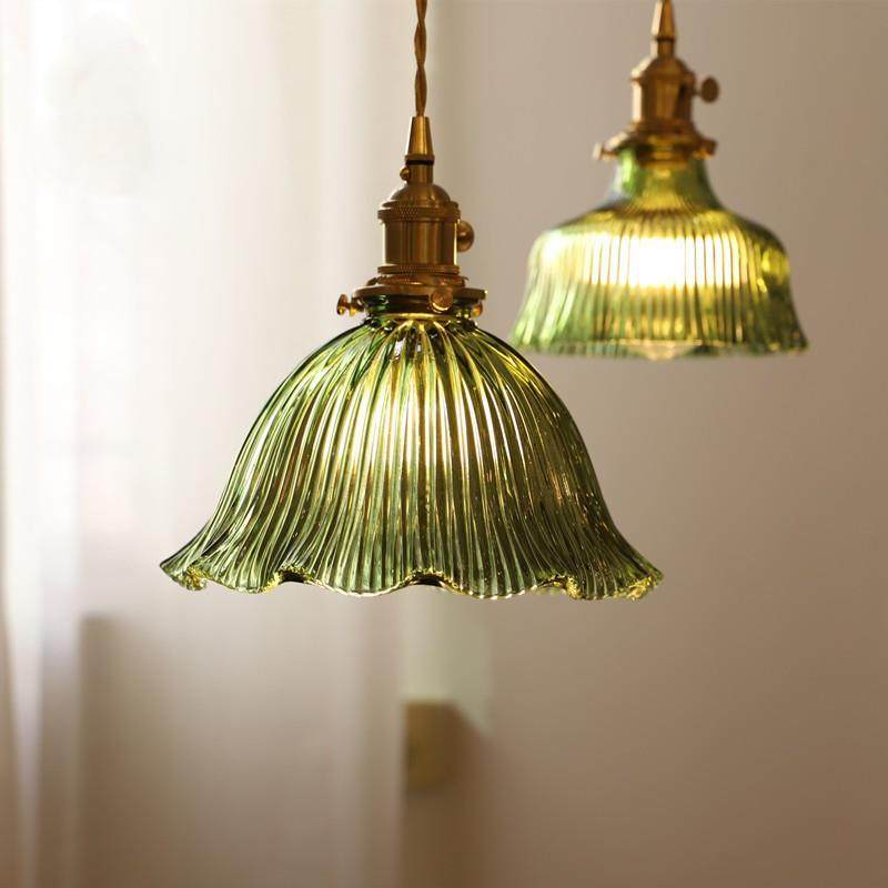 日式怀旧复古玻璃吊灯创意简约餐厅吧台卧室北欧单头玄关阳台灯具