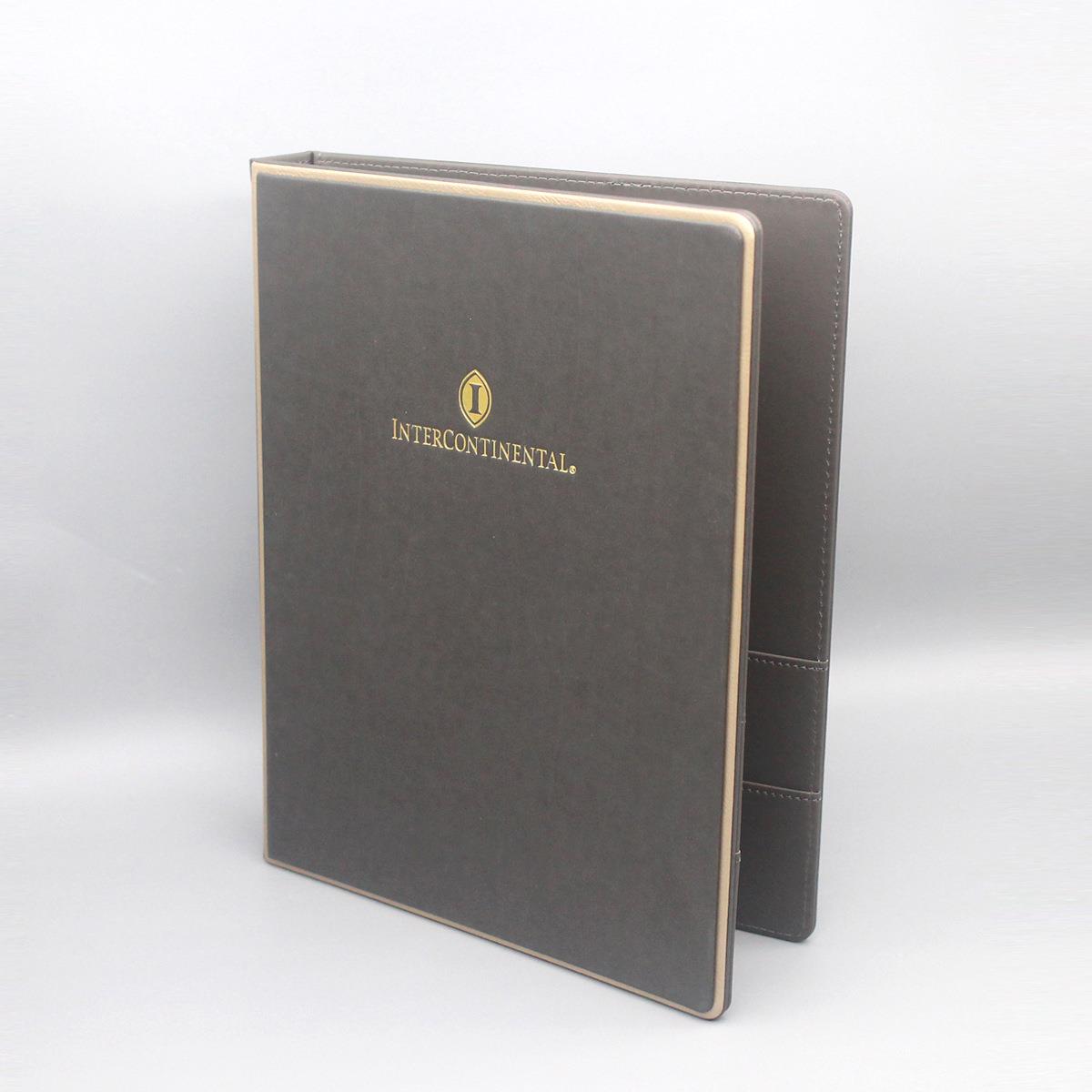 酒店客房皮具服务指南本皮夹三孔菜单夹便签A4文件夹菜谱夹印LOGO