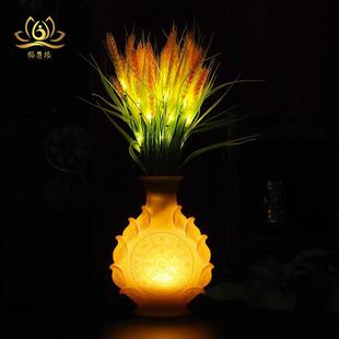 藏式树脂八吉祥花瓶客厅桌面摆件LED冷光源 仿真 麦穗 稻穗 摆件