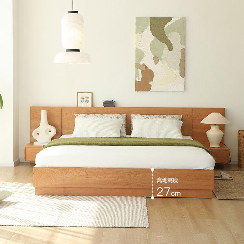 北欧樱桃木全实木双人床轻奢主卧双人大床现代简约日式榻榻米婚床