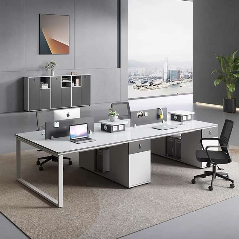 职员办公桌椅简约现代员工桌白色2/4/6人位屏风工位卡位组合