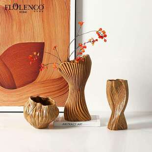 创意现代简约优雅线条陶瓷花瓶样板房客厅餐桌摆件设计师家居装饰