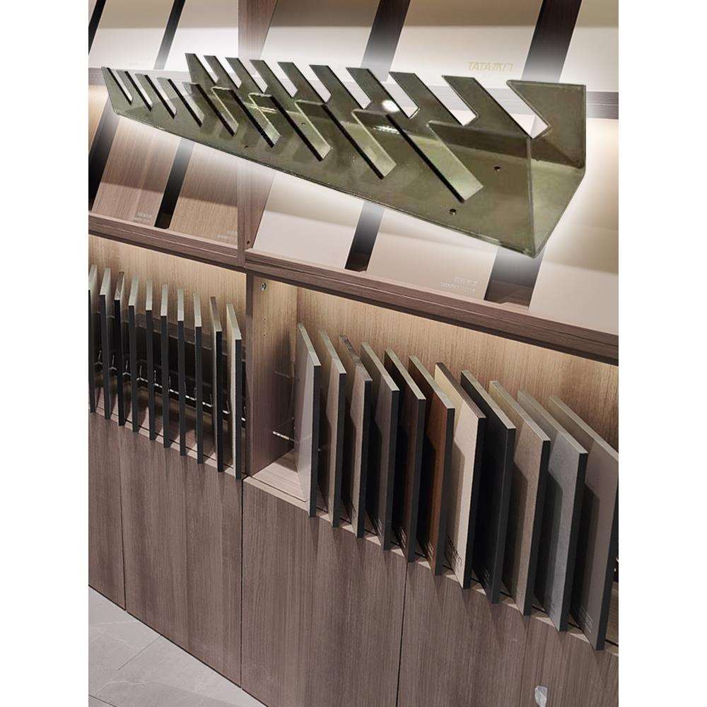 全屋定 制亚克力色板展示架橱柜门板色卡样块样品卡槽斜放柜内架