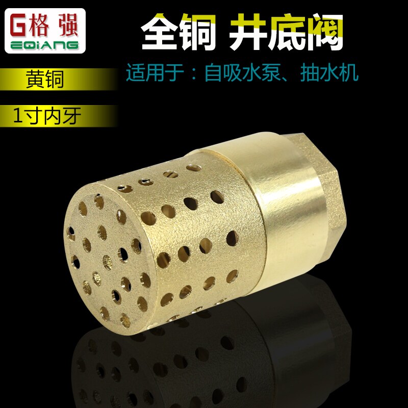 全铜抽水泵抽水机底阀1寸水管单向阀逆止回阀门带过滤网井底阀