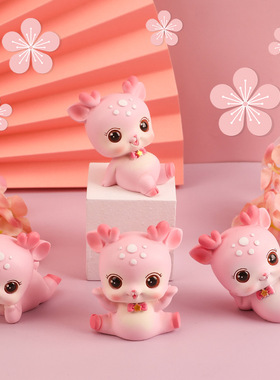 初心小萌鹿可爱树脂鹿摆件少女心创意家居摆件学生礼品汽车摆件