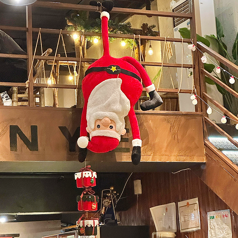 长腿圣诞老人玩偶公仔圣诞节装饰氛围感场景布置咖啡店商场高级感