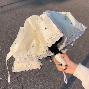 法式蕾丝花边雨伞晴雨两用黑胶防晒伞自动加大加厚加固女生高颜值