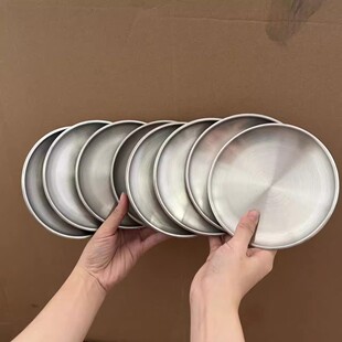 不锈钢盘子小托盘烧烤餐碟串串吐骨头碟圆盘小碟子韩式水果收纳盘