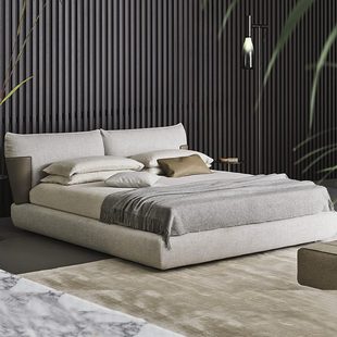 免洗科技布软包大婚床家具 极简约高端主卧棉麻布艺双人床意式