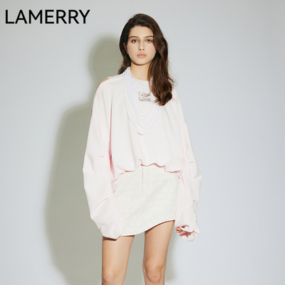 LAMERRY/朗美睿慵懒风短款套头卫衣女露肩时尚百搭2025春夏新品