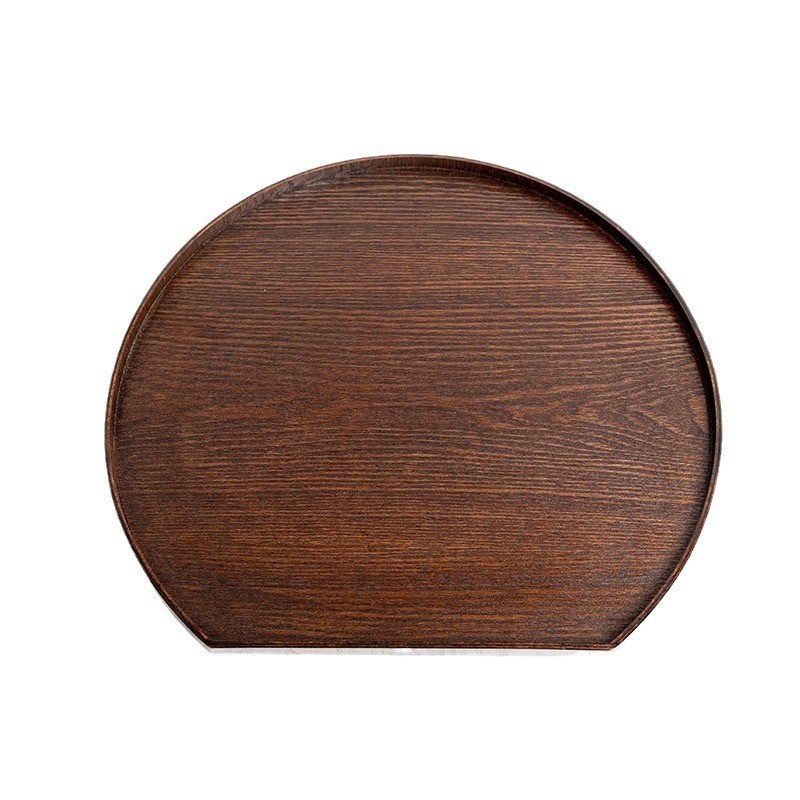 半月形盘子ins风餐盘木质托盘半圆形日式茶盘收纳盘甜品点心盘木