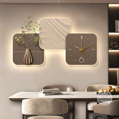 侘寂风餐厅装饰画钟表意