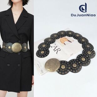 欧美潮流女款腰带真皮搭配外套西服大衣装饰腰封个性女皮带高级感