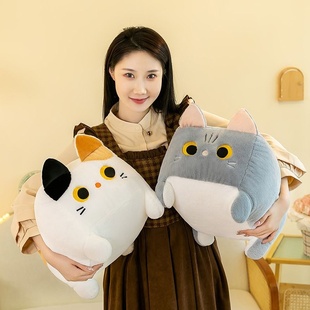 跨境爆品動物方形貓公仔毛絨玩具貓咪抱枕抓機(jī)布娃娃小貓玩偶