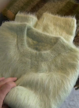 奶fufu慵懒风绿色毛衣女冬季加厚高级感超好看针织衫