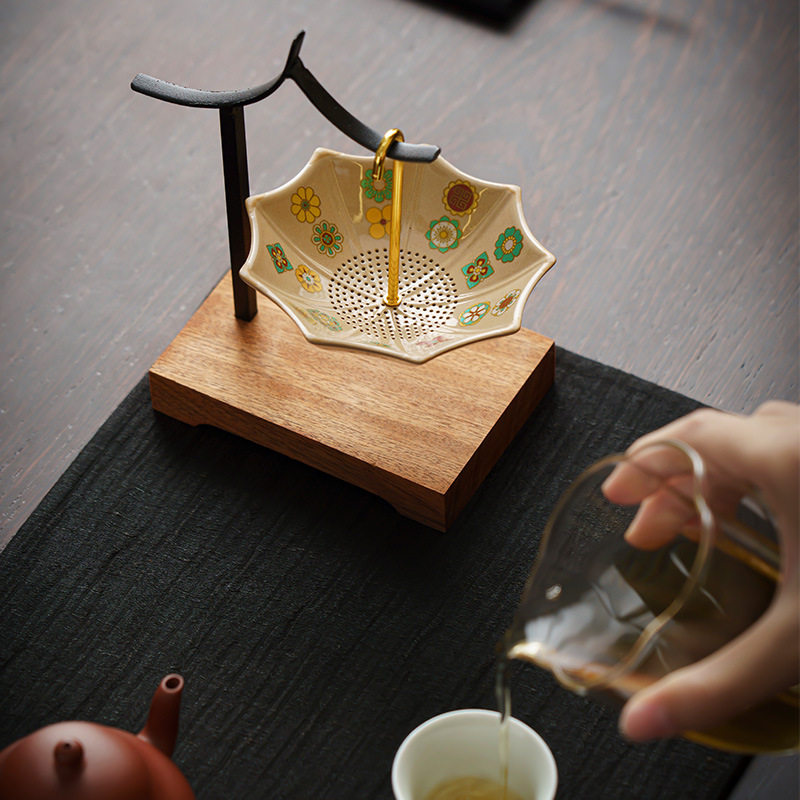创意雨伞茶漏陶瓷茶滤茶叶分离过滤网滤茶器泡茶桌面茶台摆件