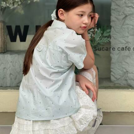 女童衬衫2026夏季时尚短袖上衣中大童宽松薄款衬衣洋气百搭夏装潮