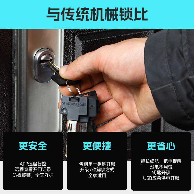 小益新款E209Pro指纹锁智能门锁家用防盗门自动大门电子锁密码锁