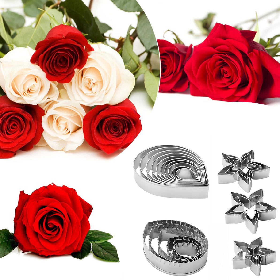 翻糖糖花切模 玫瑰花花瓣叶子花萼23件套套装 蛋糕工具新品