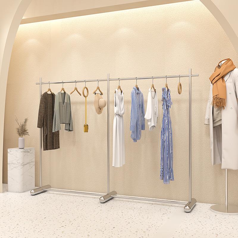 服装店展示架落地不锈钢陈列货架男女装店挂衣架童装中岛架子