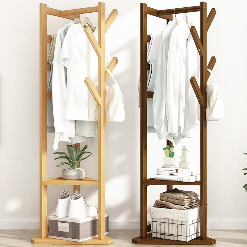 衣帽架挂包衣架收纳家用简约现代卧室落地实木小型多功能置物架子