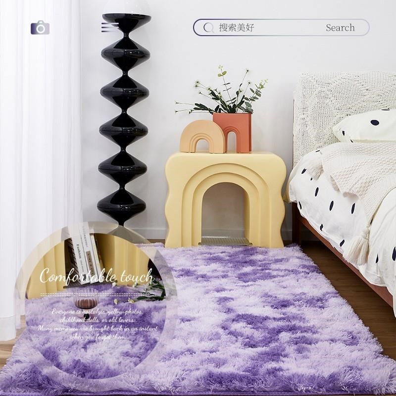 新款紫色高级f感新款毛绒地毯卧室床边毯主卧毛毯坐垫冬天加厚家