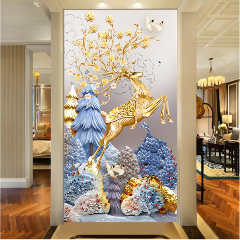 玄关过道走廊餐厅立体3D背景墙壁纸简约现代V壁画北欧墙布