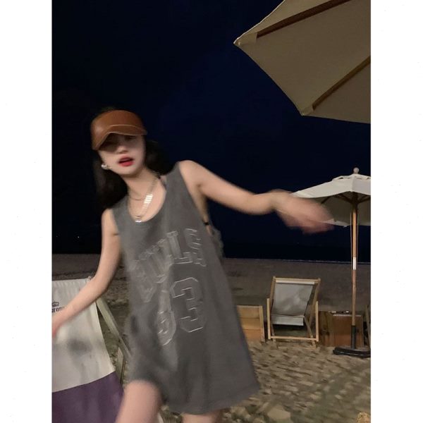 夏季大码连衣裙2022新款女装宽松胖mm显瘦外穿吊带无袖坎肩背心裙