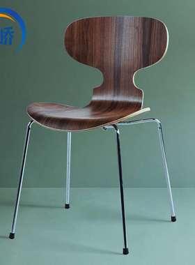 Ant Chair蚂蚁椅设计师款北欧实木创意极简餐椅黑色经典中古风椅