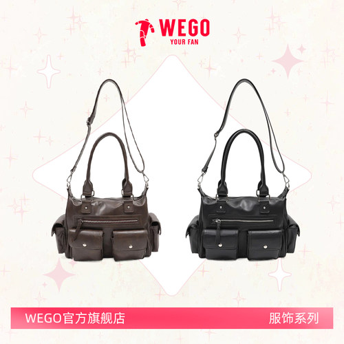 WEGO口袋波士顿包单肩斜挎小包包小众斜挎高级不撞款手拎包女