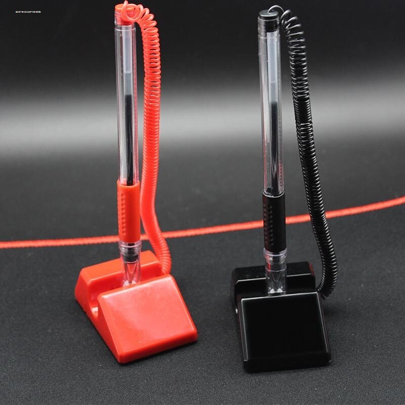 台笔银行柜台笔固定签字笔桌面前台服务笔座带线圆珠笔带绳子办公商务