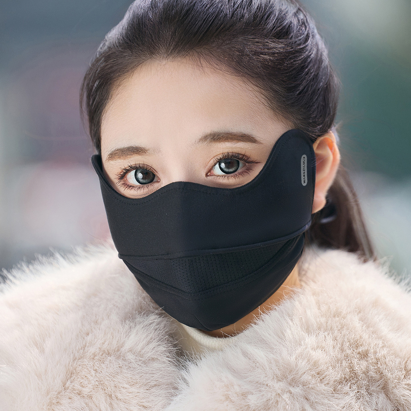 冬季户外防风保暖透气面罩女款