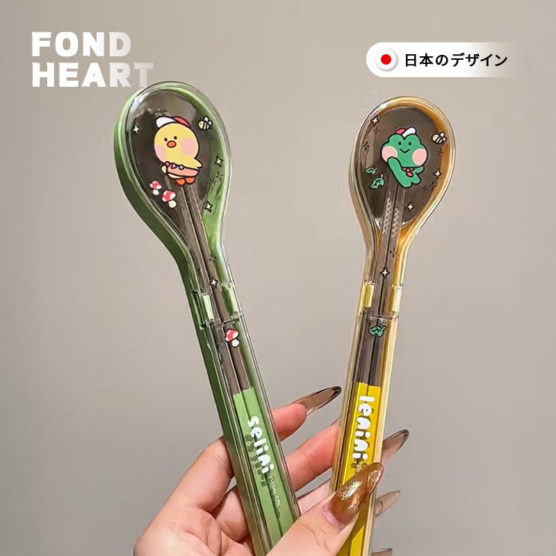 上班便携餐具!304不锈钢筷子勺子套装便携餐具专用外带收纳盒