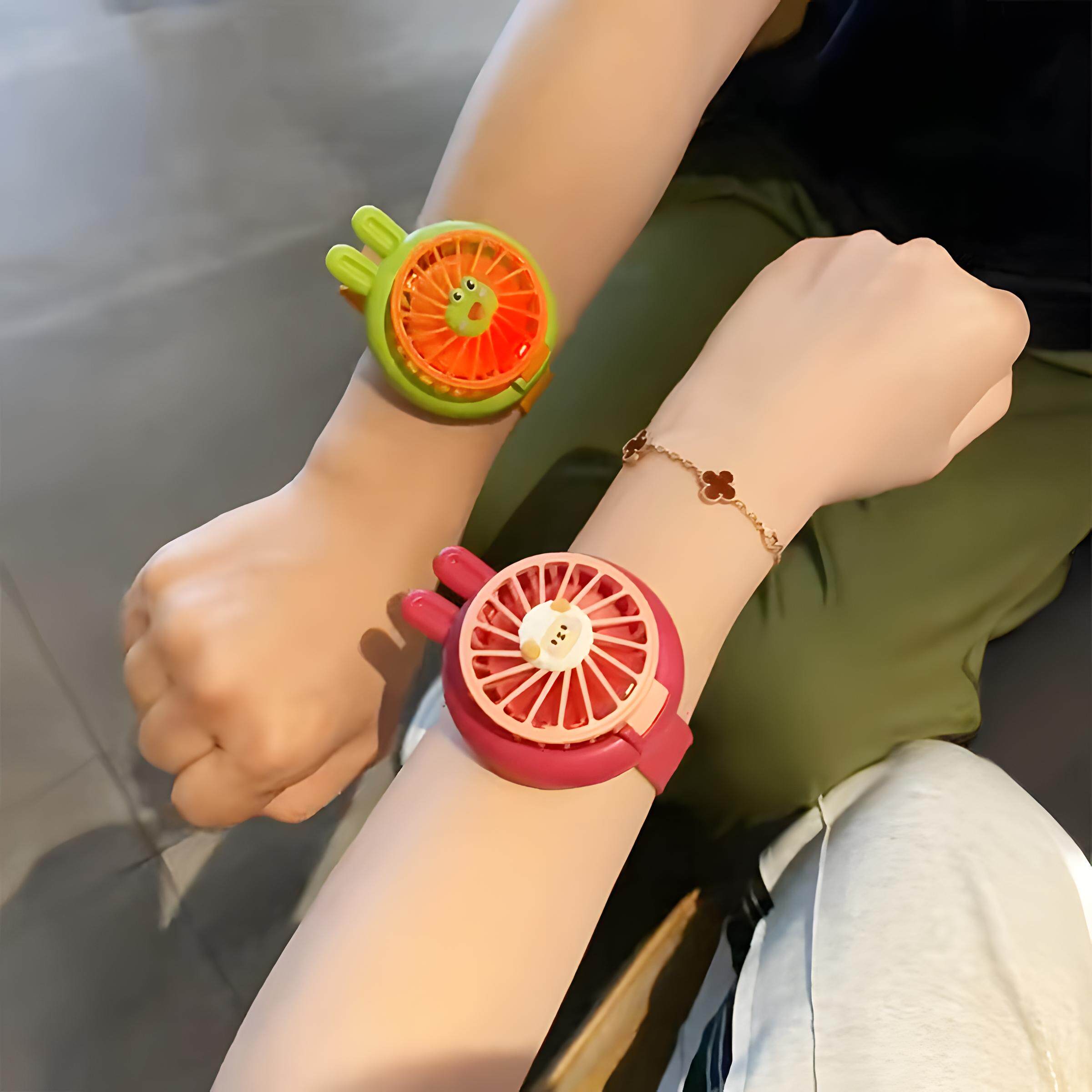 夏天一起戴这个手表风扇叭~可爱卡通手表风扇可充电迷你便携学生