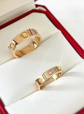 18K金玫瑰金情侣戒指送女友