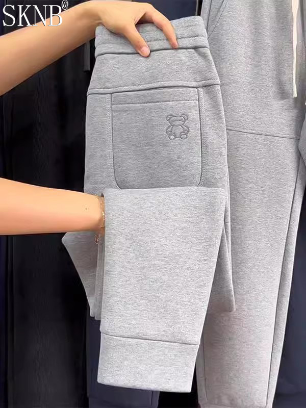 高端青少年加绒裤子男款2025秋季新款运动卫裤百搭休闲哈伦裤男士