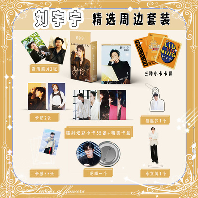 刘宇宁周边三寸镭射小卡55张LOMO卡钥匙扣立牌卡套卡贴吧唧应援