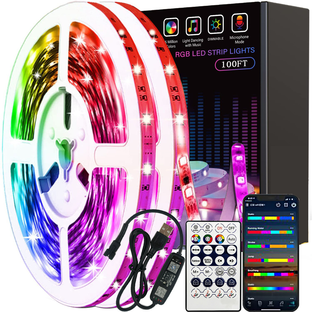 led灯带rgb低压灯带ws2812b跑马呼吸流水桌面氛围5V幻彩USB 灯条