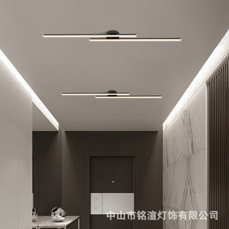 极简长条客厅吸顶灯家用走廊过道灯卧室背景墙明装线条灯店铺射灯