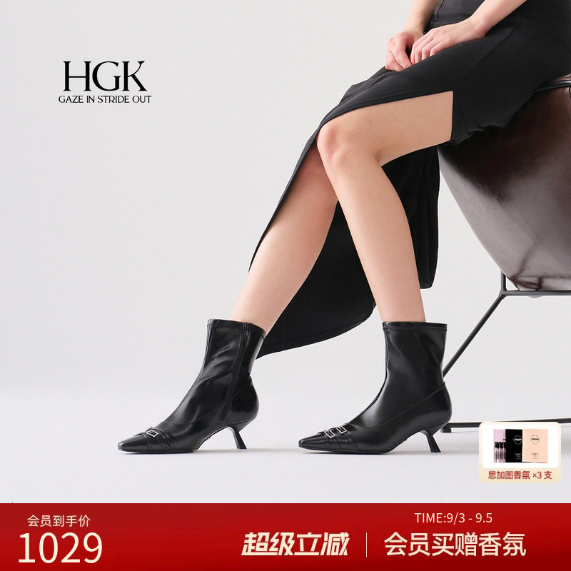 HGK贝尔摩德恒温暖皮热度短靴图片