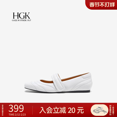 HGK2025秋季面包感低跟鞋浅口羊皮方头玛丽珍女通勤休闲单鞋WR050