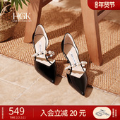 凉鞋 HGK25年夏季 星迹一字钻珠袢带尖头V口通勤时装 女WTF01BK5