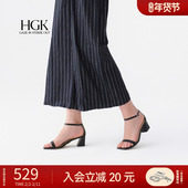 一字带通勤百搭小方高跟女凉鞋 HGK25夏晚风法式 优雅经典 WTN01BY5