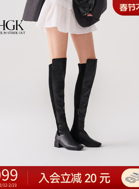 HGK曜夜骑士 2025新款粗跟增高瘦瘦靴厚底长筒靴骑士靴冬WPF60DC5