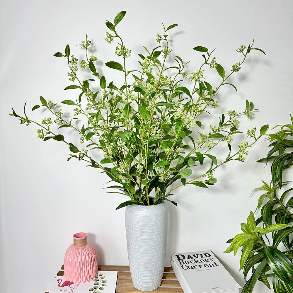珍珠冬青叶仿真花办公室遮挡植物装饰插花仿真绿植假花