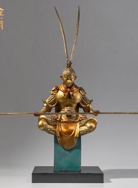 铜金岁月齐天大圣孙悟空黄铜摆件孙悟空黄铜工艺品客厅玄关铜摆件