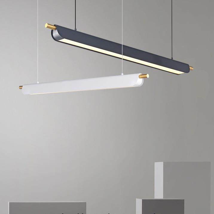 一字长条灯现代简约办公吊灯后现代餐桌吊灯茶台灯吧台商用吊线灯