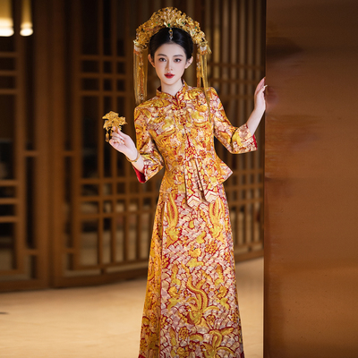 龙凤褂金色秀禾服修身显瘦高端