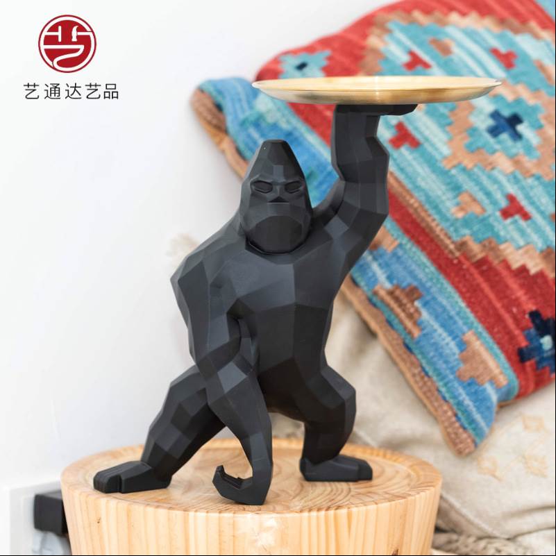 极速树脂工艺品现代简约创意家居装饰金刚大猩猩摆件收Y纳托盘动